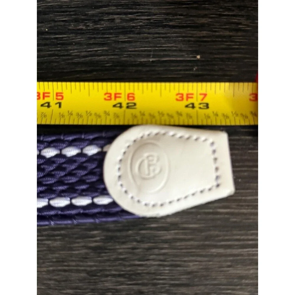 Golfabella Women Purple White Wovem Elastic Stretch Belt Gold Buckle L/XL Italy